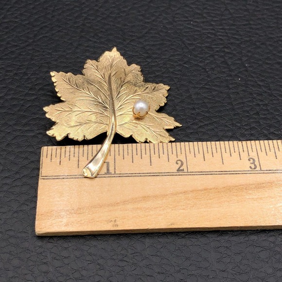 Sarah Coventry Maple Leaf Brooch Pin Clip Earring "Whispering Leaf" Vintage Demi - Picture 10 of 11